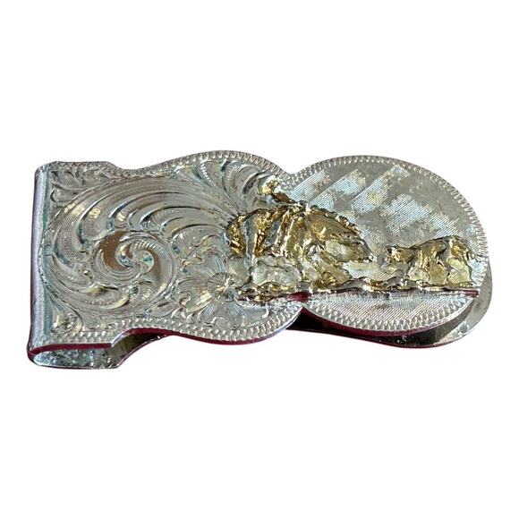 Vintage Montana Silversmiths Cutting Horse & Rider Western Silver Money Clip - Picture 5 of 8